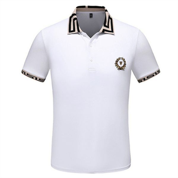 

designer men's polo new cotton crease resistant breathable t-shirt lapel commercial fashion casual print high-end polo short sleeve asi, White;black