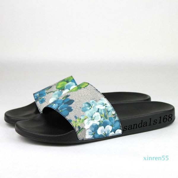 

with box sandal 2022 ggity mens womens fashion blue flower blooms rubber sli gp, Black