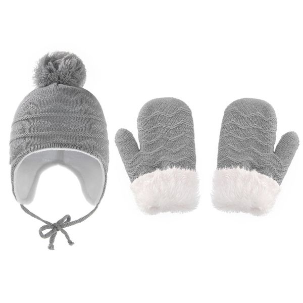 2022 Детские вязаные шляпы перчатки устанавливают детские зимние шапочки рукавиц шерсть бархат