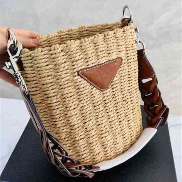 

women luxurys designers straw bucket summer handbag designer bags shoulder for leather luxury crossbody-bag female vacation woven tote 22040