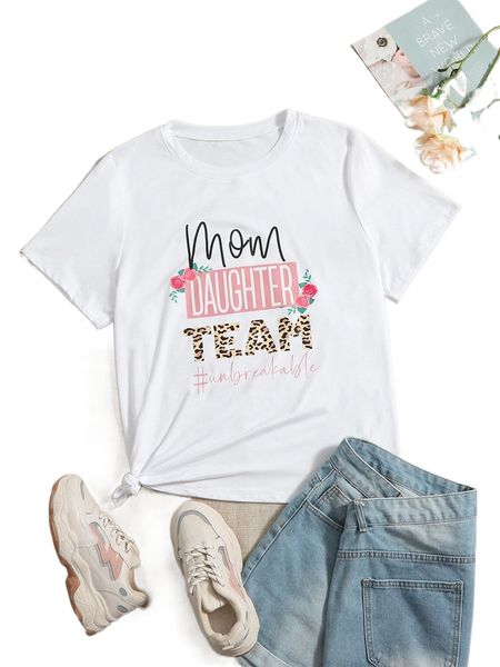 

plus floral & letter graphic tee s0qf#, Black