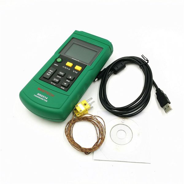 Strumento di temperatura MasTech MS6514 Termometro digitale Tester per registratore di temperatura a doppio canale Interfaccia USB 1000 Set di dati Termocoppia KJTERSN