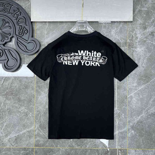 

22 new summer croce white cross yellow tape arrow cordon short sleeve t-shirt fashion brand men's and women's bottom shirt 2btc9, White;black