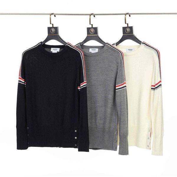 

tb brand thom sweater men wool cardigan casual pullover striped slim women korean design 86q, White;black