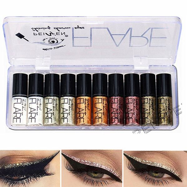 

10pcs lot eyeshadow professional makeup silver rose gold color liquid glitter eyeliner bling shiny eye liner for women eye pigment271q