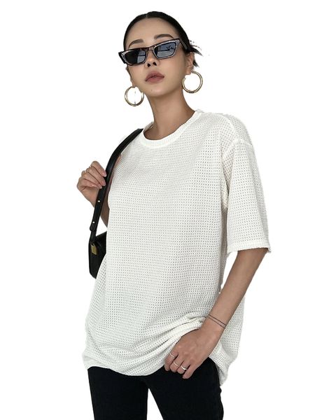 

dazy solid drop shoulder tee 66ab#, White