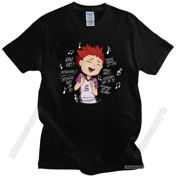 Homens camisetas engraçado haikyuu satori tendou t-shirt homens algodão anime manga camiseta taças de voleibol tops o-pescoço música tshirt Fan Fan Merch