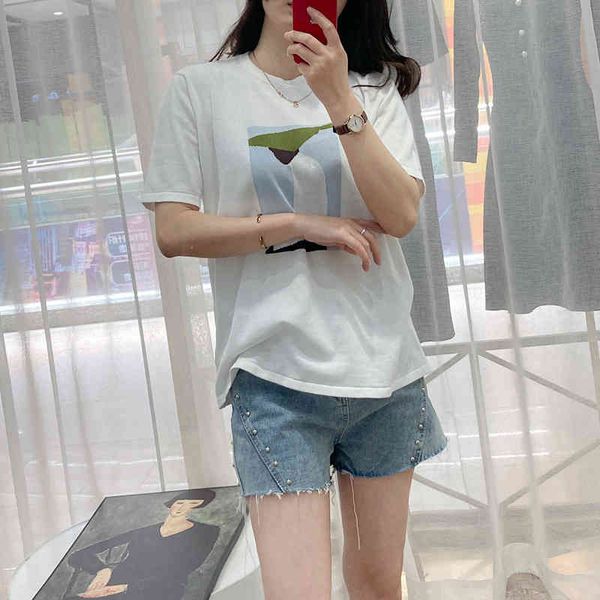 

women's t-shirt hejia summer pure cotton abstract character short sleeve sweater women's basic black and white stripe loose t-shir