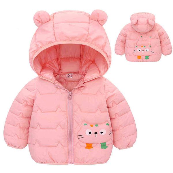

girls boys coat 2021 winter fashion baby cartoon bear thick coat kids hooded jackets children autumn warm jackets j220718, Blue;gray