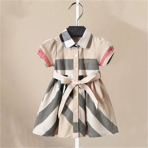 

dress for girls big bow girls dress short sleeve casual plaid dress girl summer kids dresses for girls1-6t 220521, Red;yellow