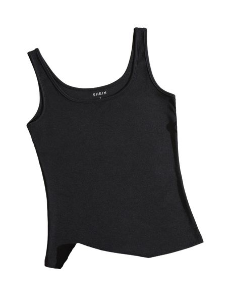 

solid scoop neck tank j6l9#, White