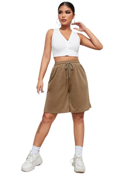 

solid drawstring shorts j6fl#, White;black