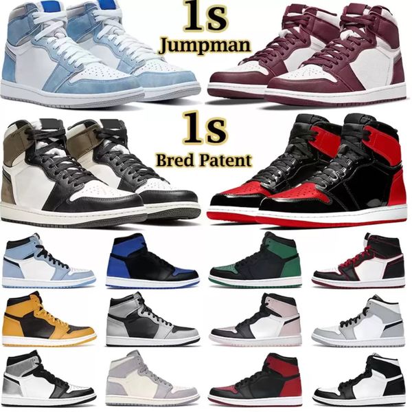 

men women basketball 2022 shoes jumpman high mid bordeaux atmosphere bred patent university blue hyper royal pale ivory mens trainers sports
