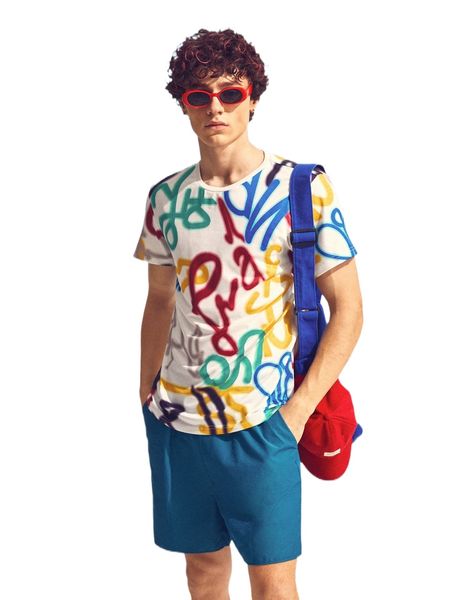 

men graffiti print tee e6zc#, White;black