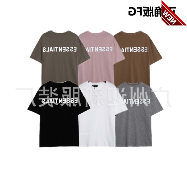 

50% off discount right fg high street ess thread reflective letter print multi color versatile loose short sleeve t-shirt, White;black