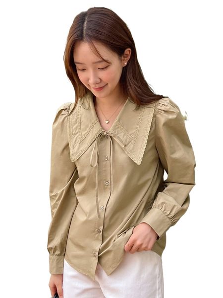 

dazy statement collar puff sleeve shirt k7oe#, White