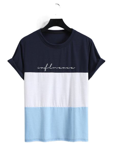 

men letter graphic colorblock tee 64od#, White;black