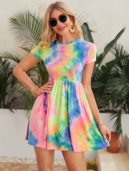 

tie dye dress z5m1#, Black;gray