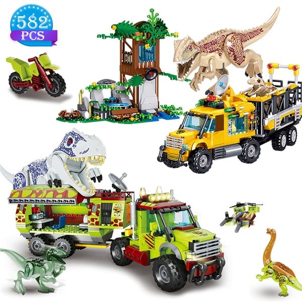 Idee Tyrannosaurus Transport Truck Modello Famoso film Jurassic World Dinosaur Building Blocks Giocattoli per bambini Regali di compleanno 220715