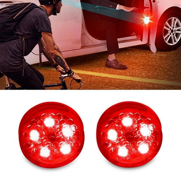 

2 pcs led lights car opening door warning anti-collision red bulbs portable wireless alarm lamp auto strobe parking light