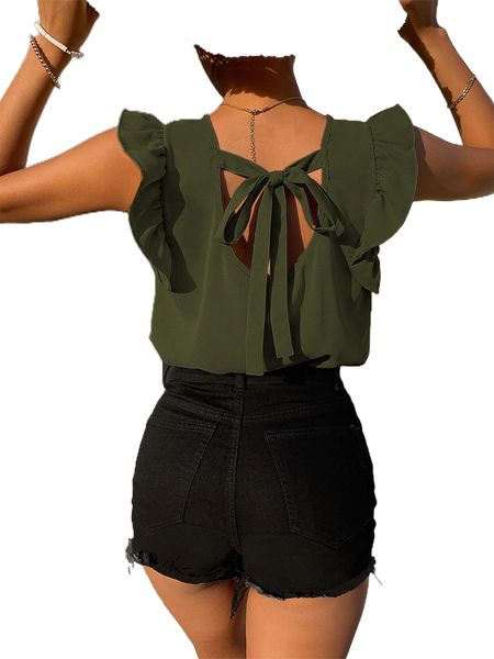 

butterfly sleeve tie back w6vv#, White