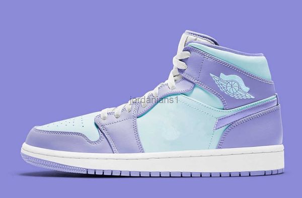 

jumpman 1 mid purple pulse aqua shoes basketball gym training sneaker men women outdoor sneakers sports new with box and original