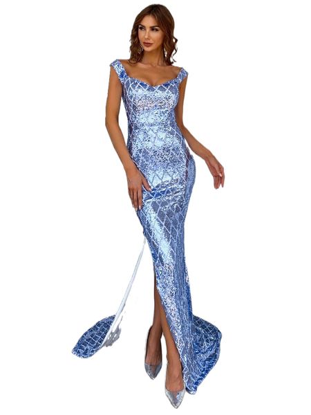

missord split thigh sequins prom dress o3on#, Black;gray