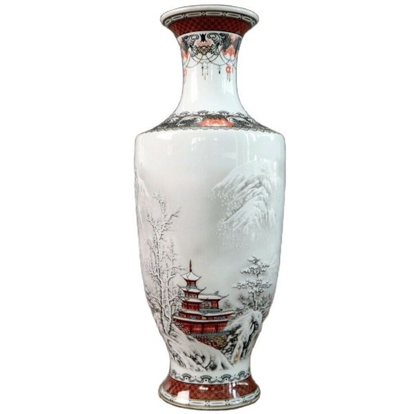 

chinese old porcelain pastel snow landscape landscape pattern vases, Silver