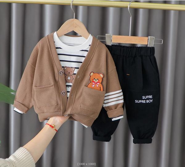 

children's clothing wholesale network red bear sweater vest long sleeve shirt casual pants three piece set boys g19, Blue