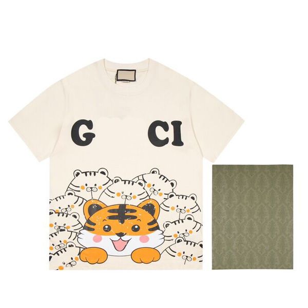

2023 men's fashion t-shirt pattern round neck short sleeve women's pure cotton fabric designer casual loose, White;black