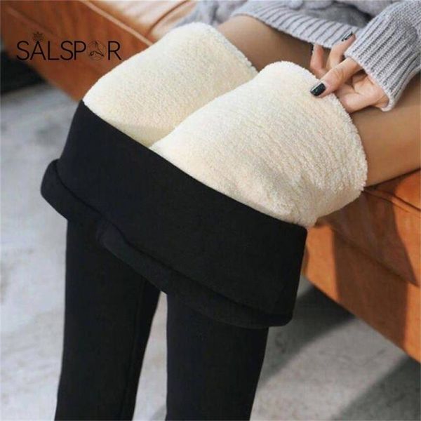

salspor winter warm leggings women velvet pants cold-resistant keep warm fleece legging slim and elastic stretchy comfortable 210913, Black