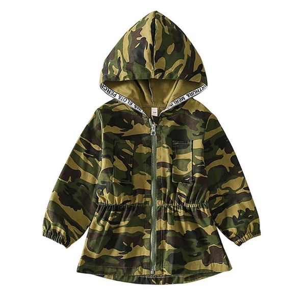 

coat for girl camouflage print outerwear coat for girls letter coat kids spring autumn clothes for girls 210412, Blue;gray