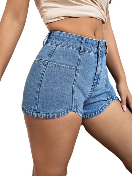 

asymmetrical hem denim shorts j8jm#, White;black