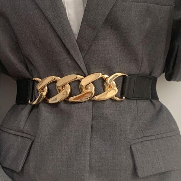 Cintos de correia de corrente de ouro elástico cintura de metal de prata para fêmea de alta qualidade Cummerbunds Casaco de casaco Ladies Ciolo