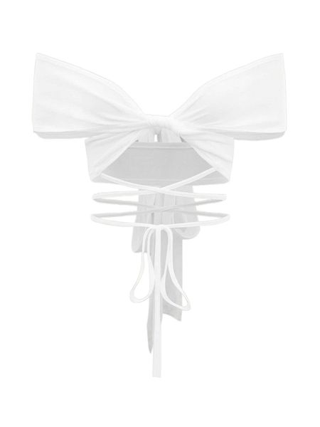 

bow off shoulder lace up a6wf#, White