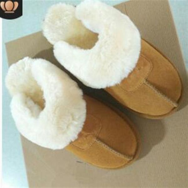 

winter warm genuine leather suede cotton slippers men women cow-split slipper boots snow boots designer indoor cotton274o, Black