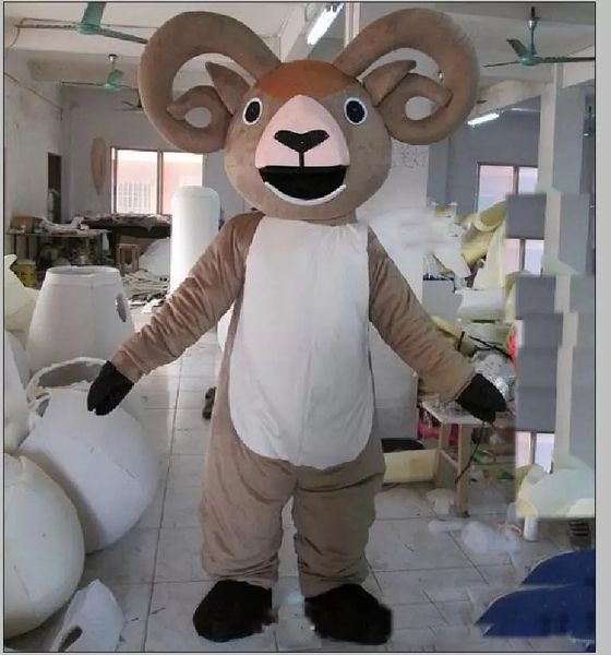 

factory new big horn goat sheep mascot costume for to wear, Red;yellow