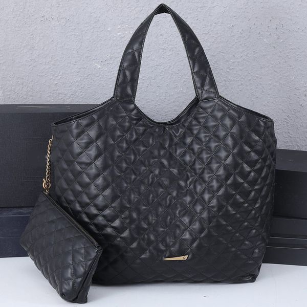

women handbag purse tote shopping bag fashion cowhide genuine leather hardware letter accessories diamond lattice plain internal zipper gaby