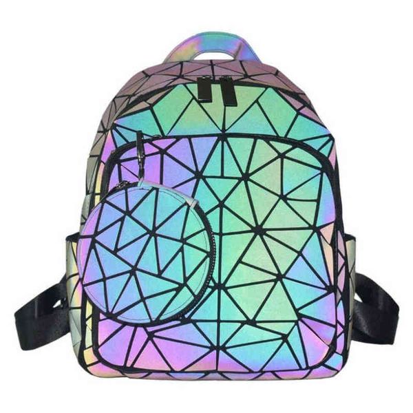 HBP Scofy Fashion Luminous Mackpack for Women GeometricTravel Backpack Laser Sacha Sacos Reflexivo e Bolsas 220810