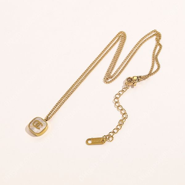 

never fading 14k gold plated luxury brand designer pendants necklaces stainless steel double letter choker pendant necklace chain jewelry, Silver