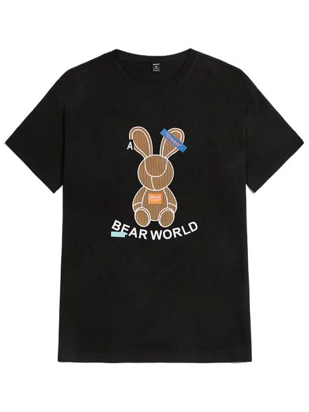 

romwe guys letter graphic oversized tee e71k#, White;black