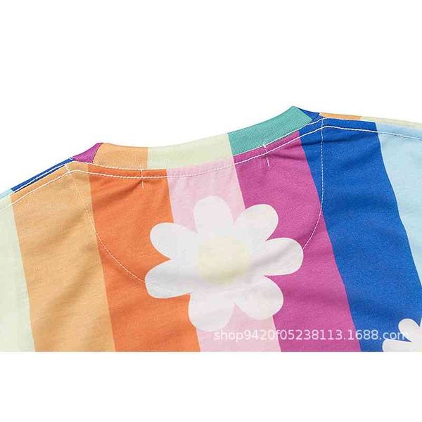 

2022 spring summer new off color plant flower round neck sleeve for men and women9n2h, White;black