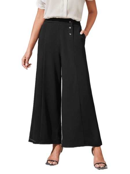 

emery rose high waist wide leg pants c8bo#, Black;white
