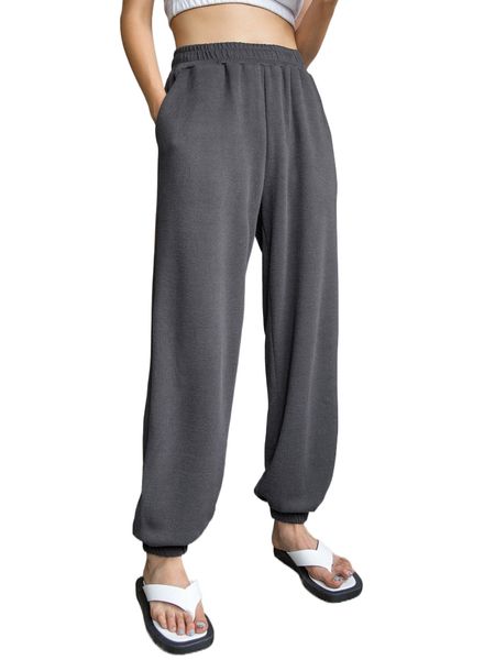 

dazy elastic waist slant pocket sweatpants m6gi#, Black;white