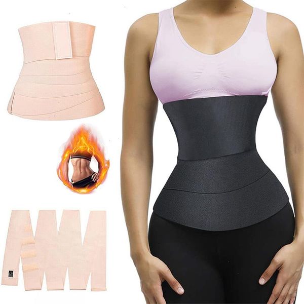 

snatch me up shapers bandage wrap for women waist trainer slimming body shaper sauna cincher sweat belt weight loss, Black;white