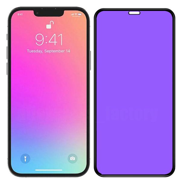 Proteggi schermo per iPhone 15 Pro Max 14 Plus 13 Mini 12 11 XS XR X 8 7 SE Anti raggi di luce blu Proteggi la vista Pellicola in vetro temperato curvo Premium Cover Shield