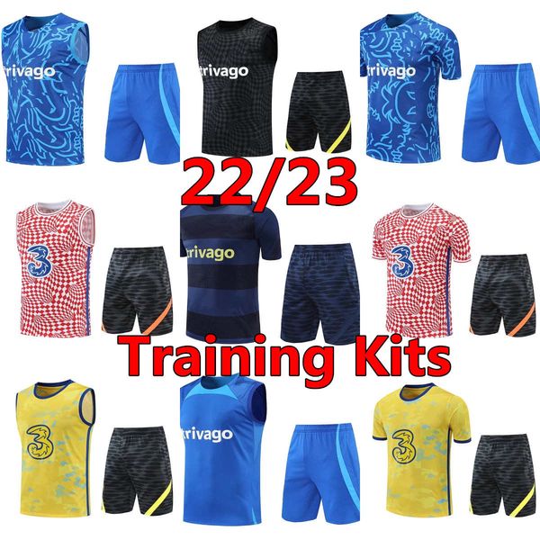 

lukaku training kit 22 23 jersey kante men vest short sleeve tracksuit soccer sets pulisic track suit ziyech havertz mount football shirts j, Black