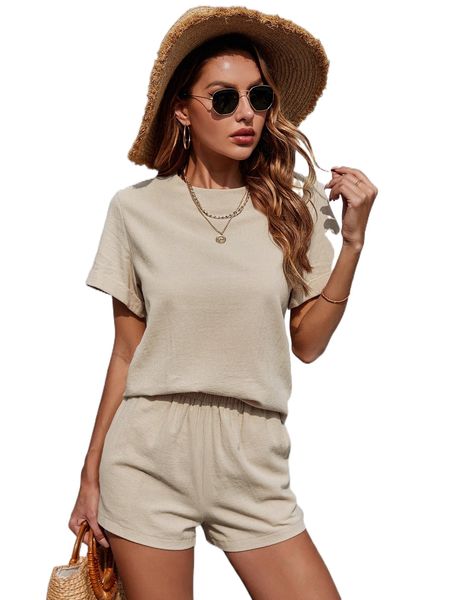 

solid keyhole back with shorts 352u#, White