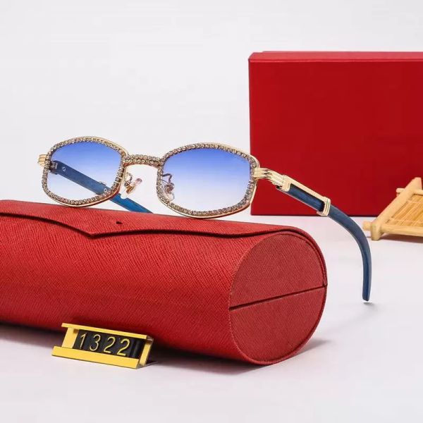 Mode Carti Luxus Coole Sonnenbrille Designer neuestes Paar für Frauen Männer Holz kleiner Rahmen Sonnenbrillen diamantbesetzte Paare Persönlichkeit Netz rot Straßenschießen