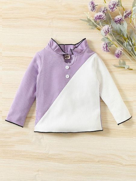 

baby two tone frilled neck button detail she, Blue